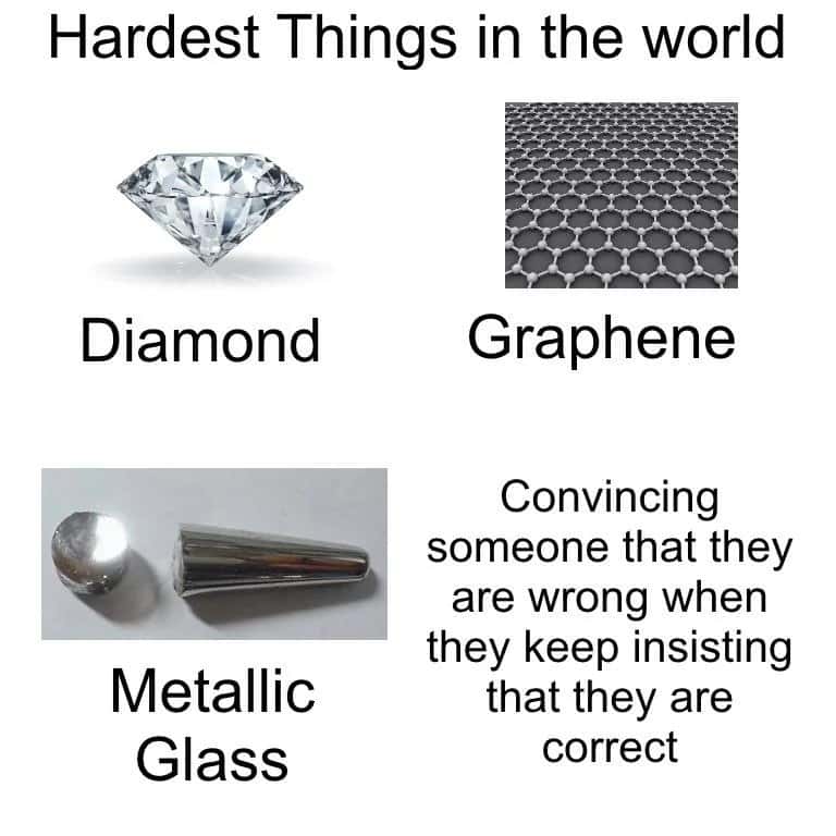 Hardest things meme convincing stubborn person they are wrong when they insist they are correct