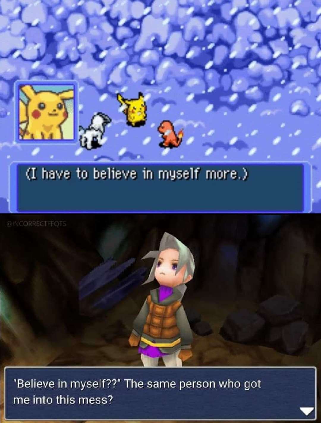 Pikachu meme believing in myself after getting into mess