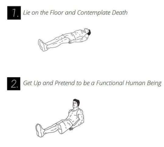 Functional human meme pretending not to contemplate death