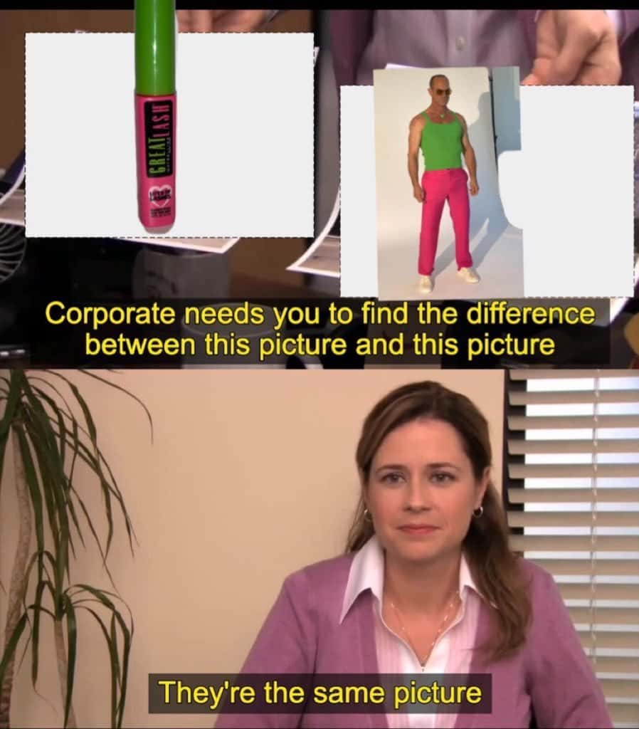 They're the same picture meme green mascara outfit match