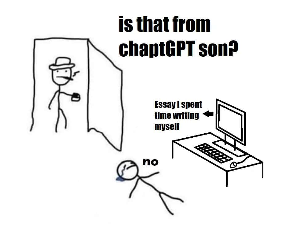 ChatGPT essay meme about getting accused of AI writing your work