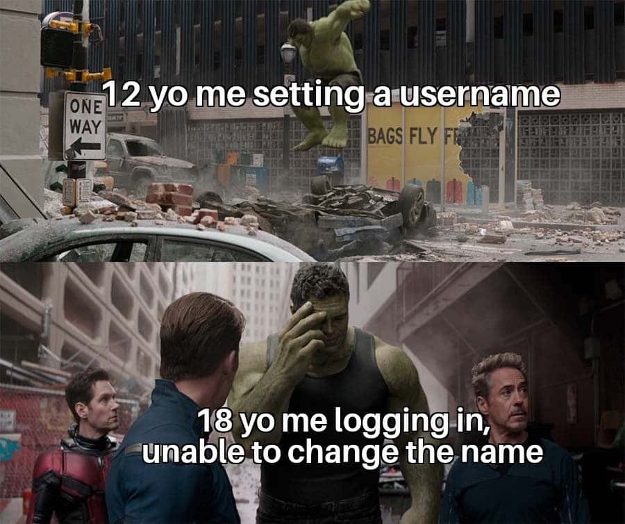 Hulk meme setting username can't change it