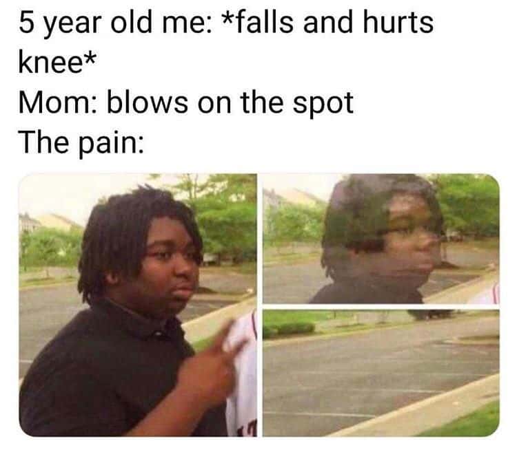 Mom blows on knee meme pain fades