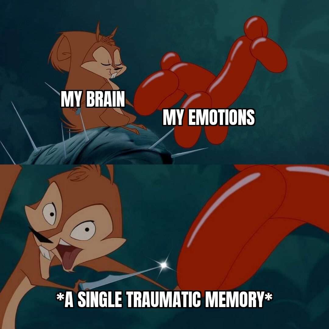 Squirrel meme stabbing my emotions with a single traumatic memory
