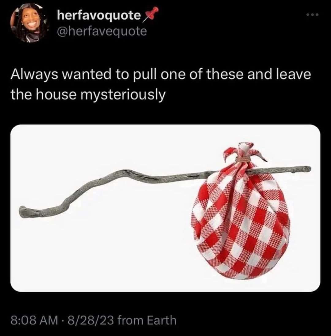 Bindle meme secretly leaving home
