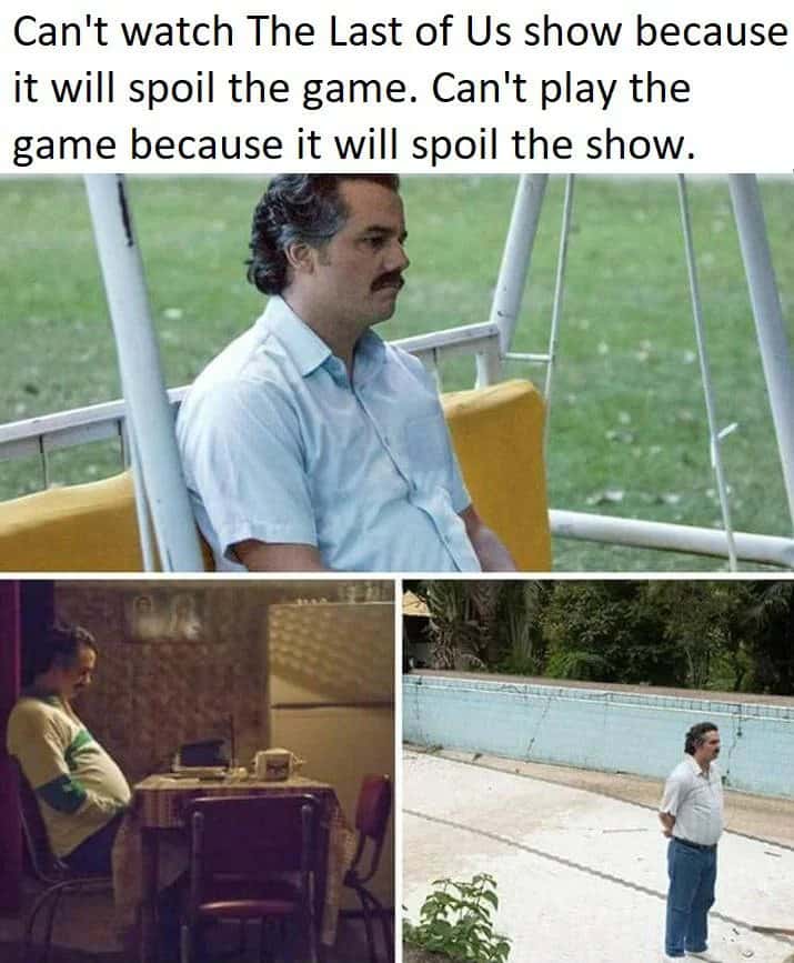 Pablo escobar meme stuck in loop unable to play or watch the last of us
