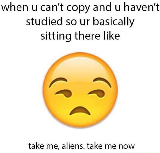Emoji meme defeated face when you can't cheat on an exam you didn't study for