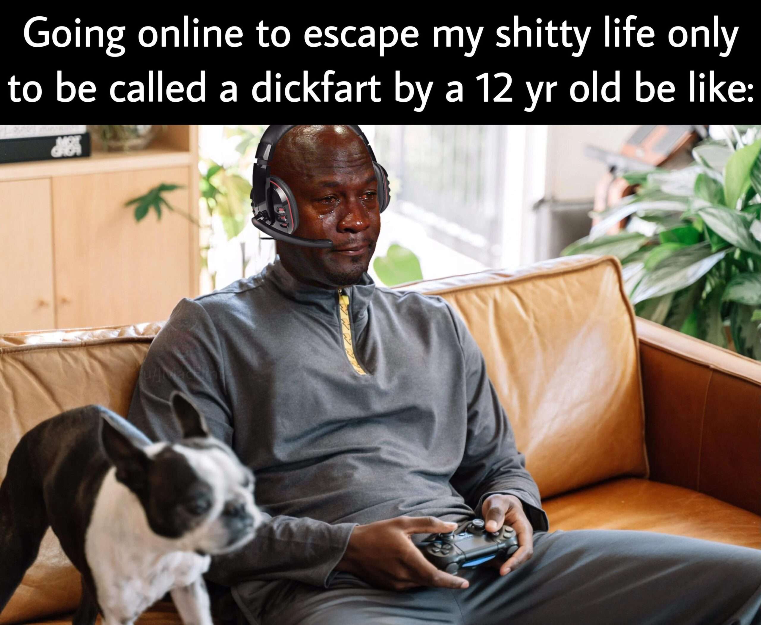 Crying michael jordan meme gaming online getting insulted by 12 year old kid