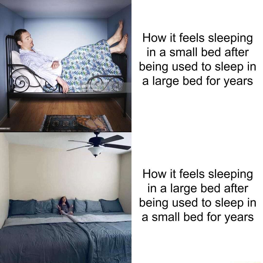 Tall man meme feeling weird changing beds