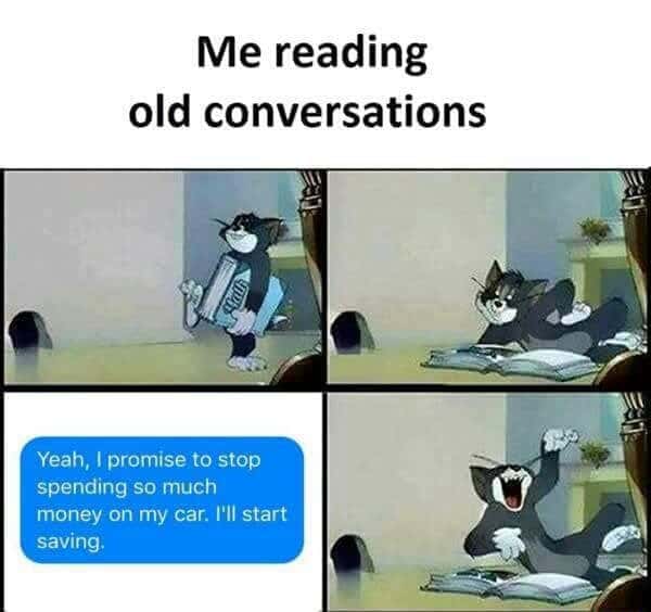 Tom cat meme laughing hard reading old conversations