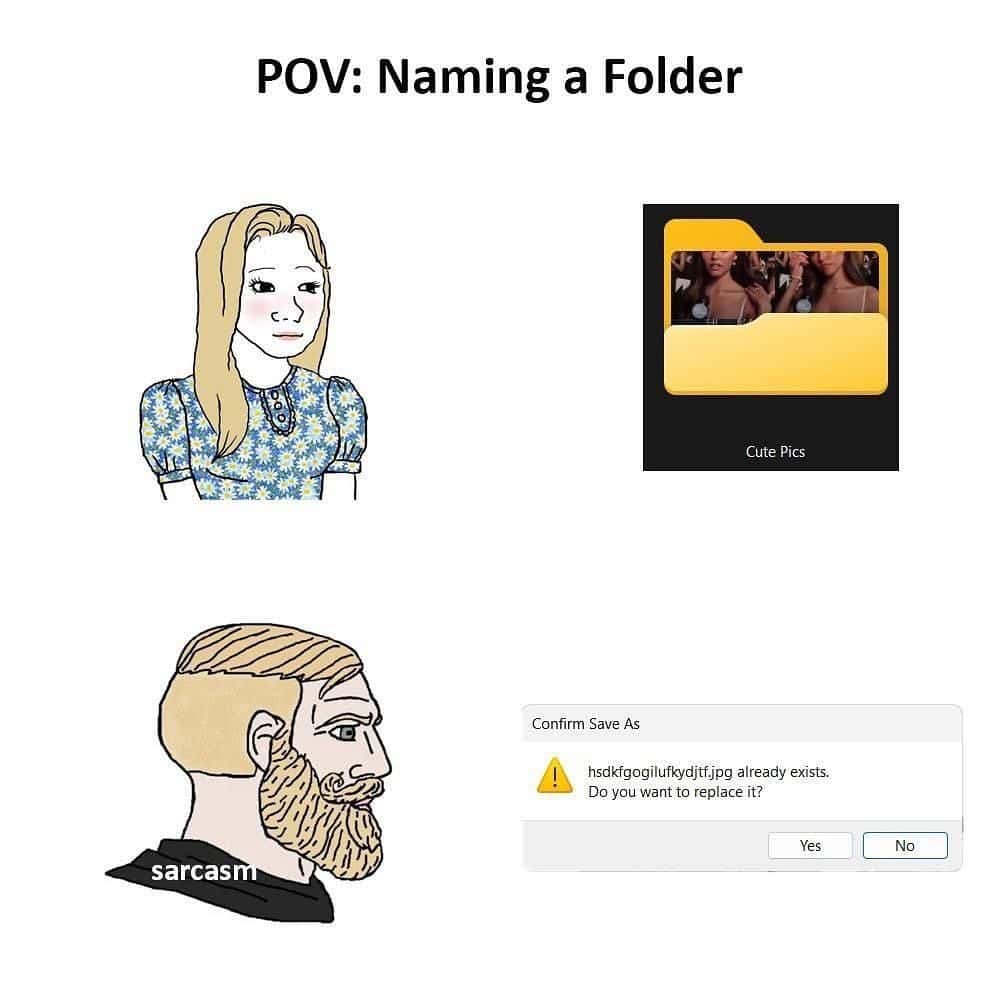 Wojak meme naming folders absurdly