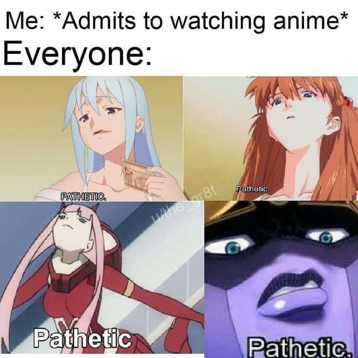 Four iconic anime 'pathetic' reaction meme panels judging you for watching anime