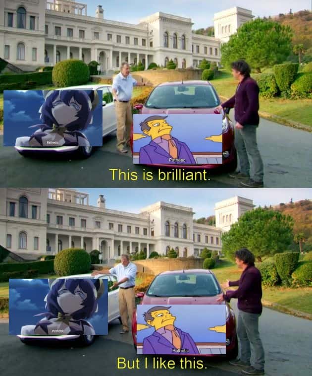 Top Gear two cars pathetic reaction meme that unironically picks the dumber option