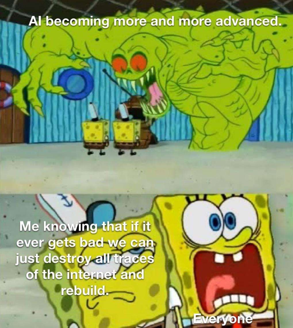 Spongebob scared not scared meme advanced ai fear calm internet plan