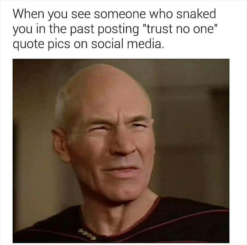 Squinty picard meme side-eyeing a snake’s hypocritical posts