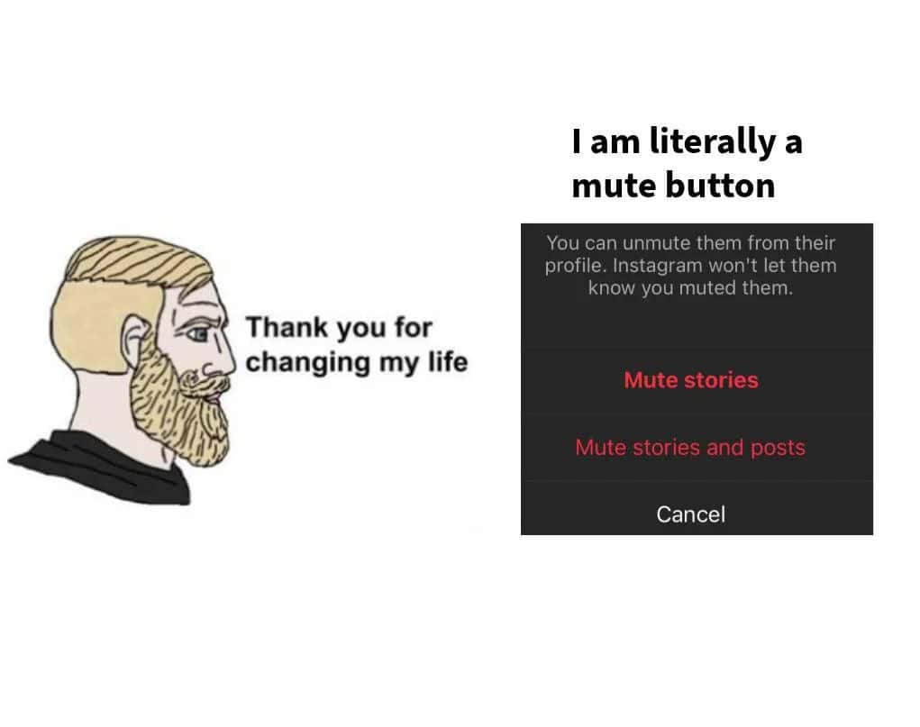 Chad meme loves Instagram mute