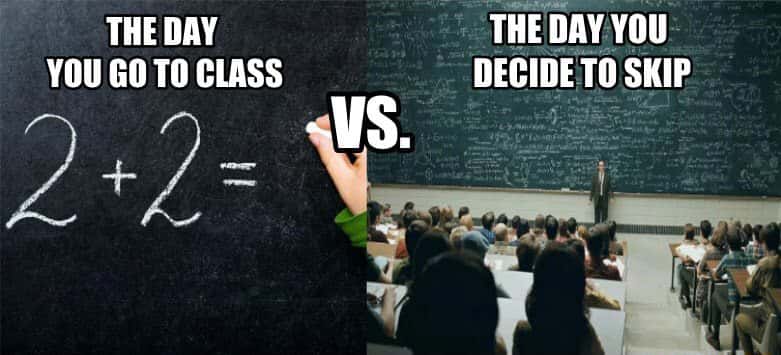 Student meme show class vs skip