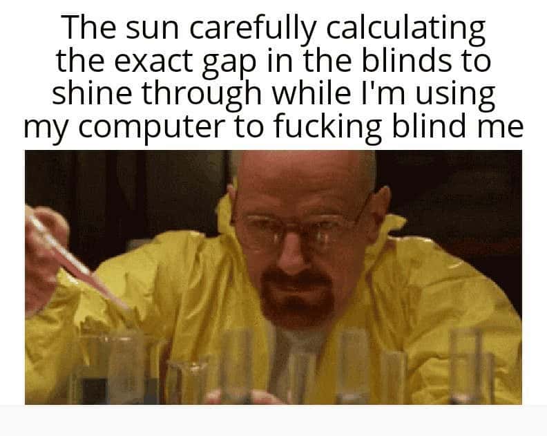 Sun meme calculating gap to blind you at pc