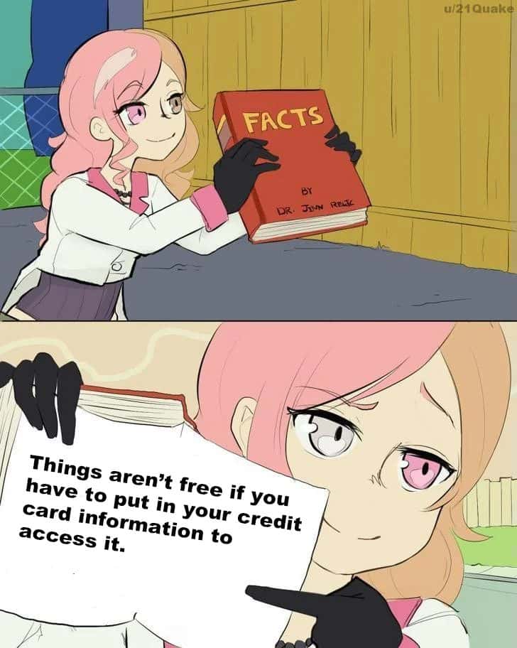 Neo meme stating paid content is not free