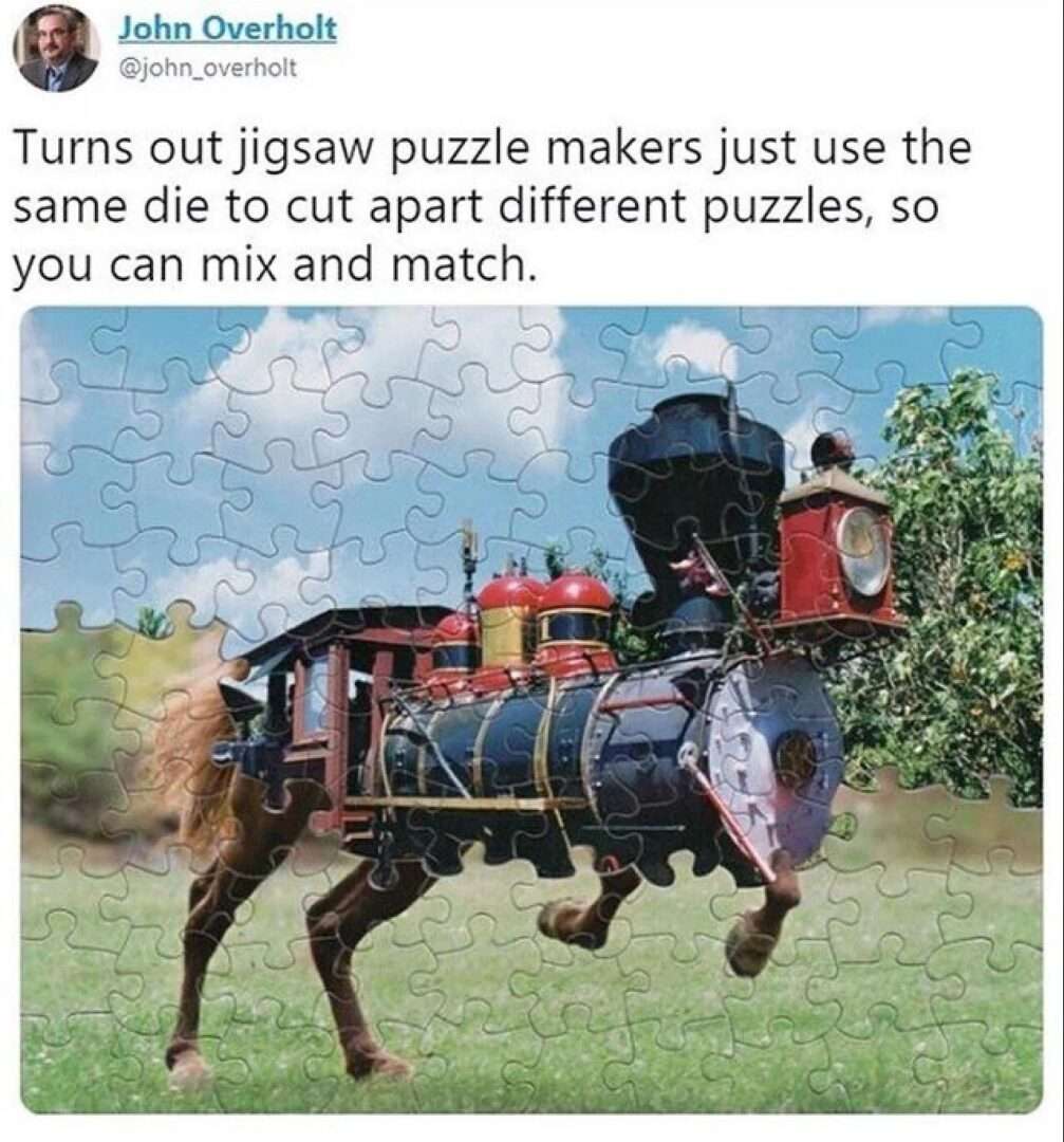 Jigsaw puzzle meme mixes mismatched pieces to make hybrid creature