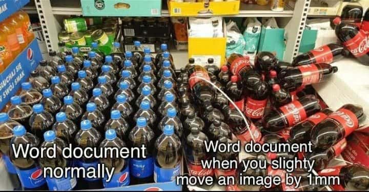 Word document meme gets messy after moving image 1mm