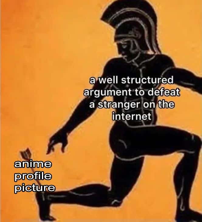 Greek warrior meme drops internet argument for anime profile picture