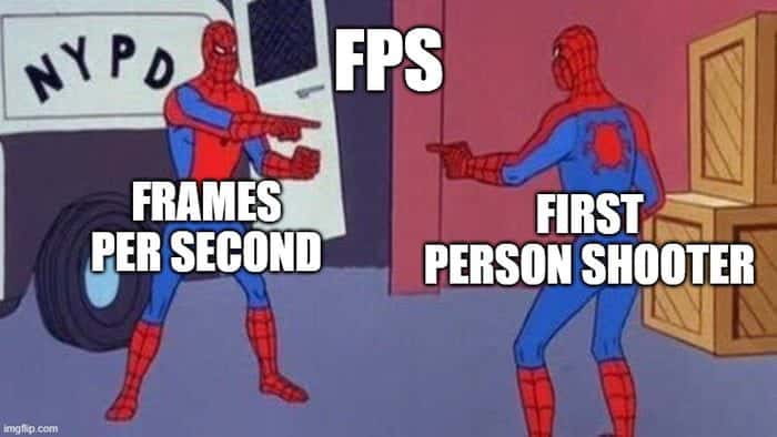FPS Spiderman meme pointing at each other