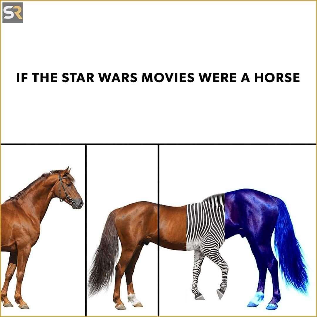 Star wars movies horse meme cut into 3 parts