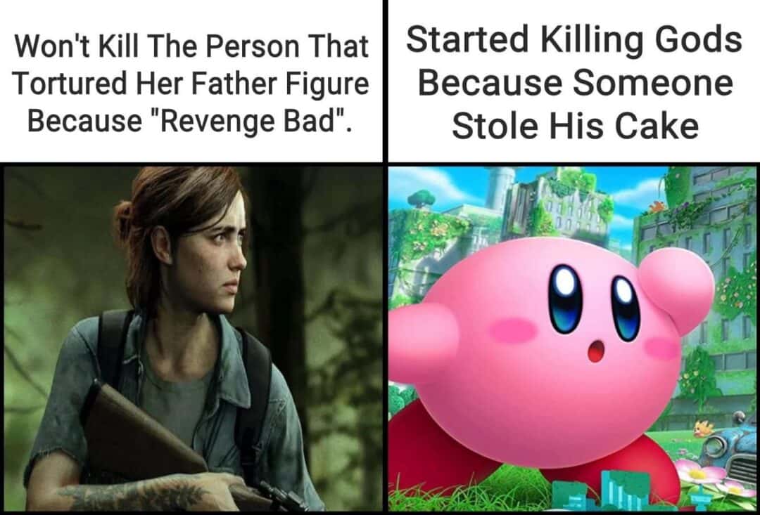 Ellie and kirby meme show funny opposite moral standards
