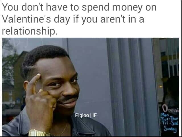 Thinking black guy meme no vday pay