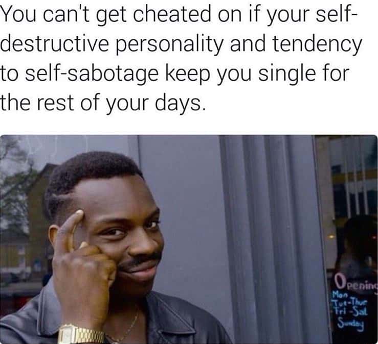 Thinking black guy meme stays single to avoid being cheated on