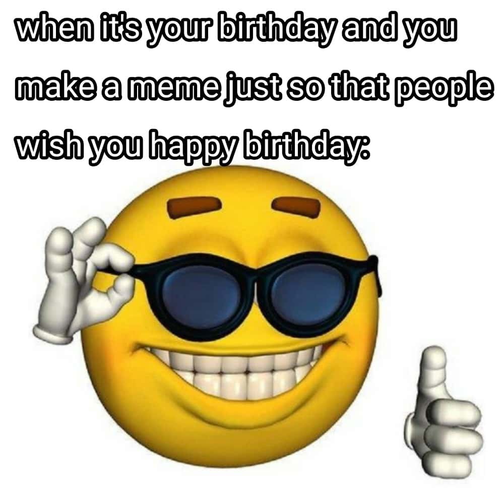 Thumbs up emoji meme about posting memes for birthday wishes