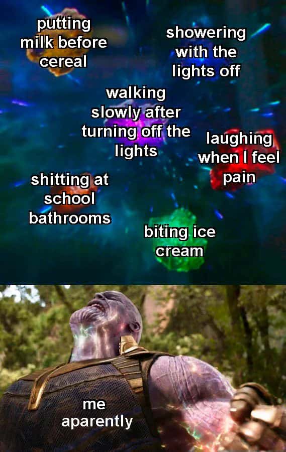 Thanos meme collecting weird habits