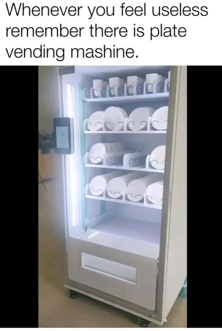 Plate vending machine meme cheers you up when you feel useless