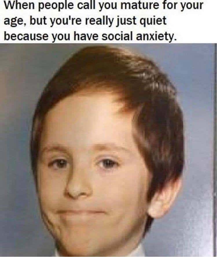 Awkward white people smile meme called mature for social anxiety