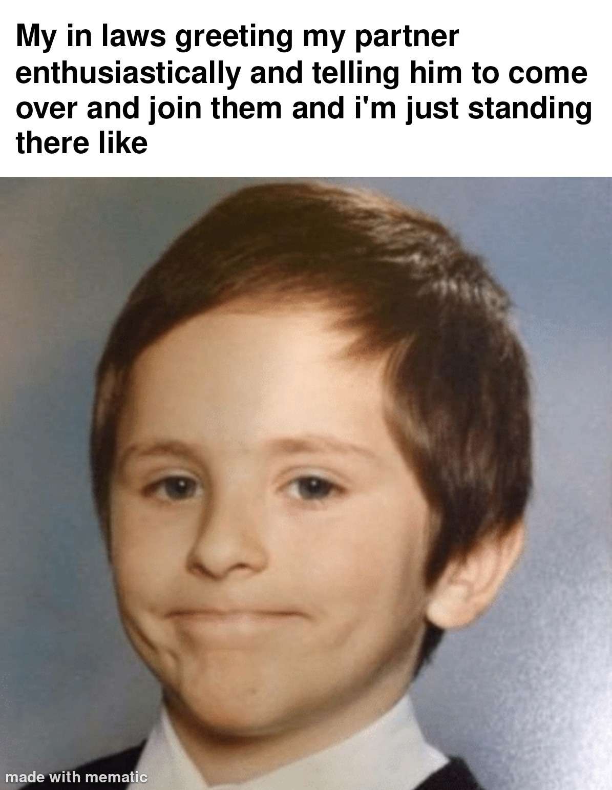 Awkward white people smile meme ignored by in laws awkwardly