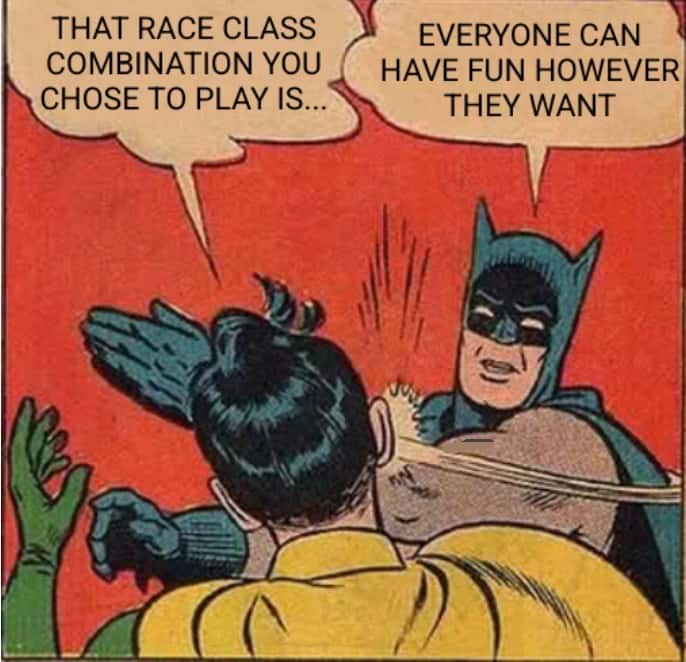 Batman slapping robin meme over rpg race class play argument
