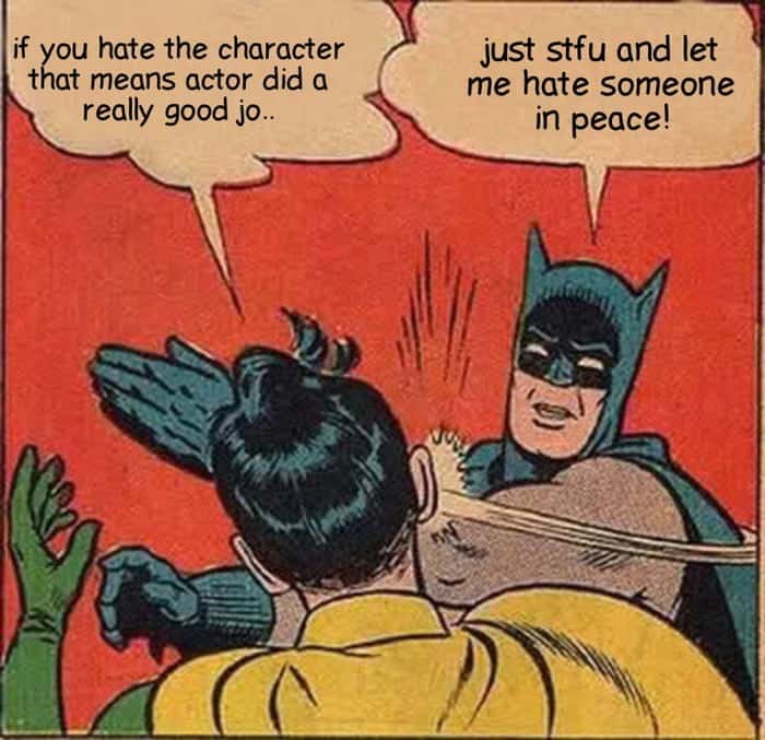 Batman slapping robin meme wanting to hate in peace