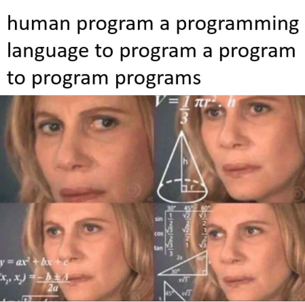 Confused math lady meme confused by nested programming