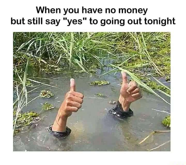 Drowning thumbs up meme broke person agreeing to hangout