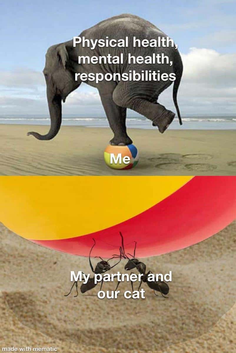 Elephant held up by ants meme loved ones ease my heavy burdens