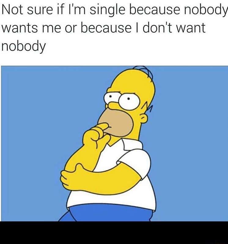 Homer simpson thinking meme debating why I stay single