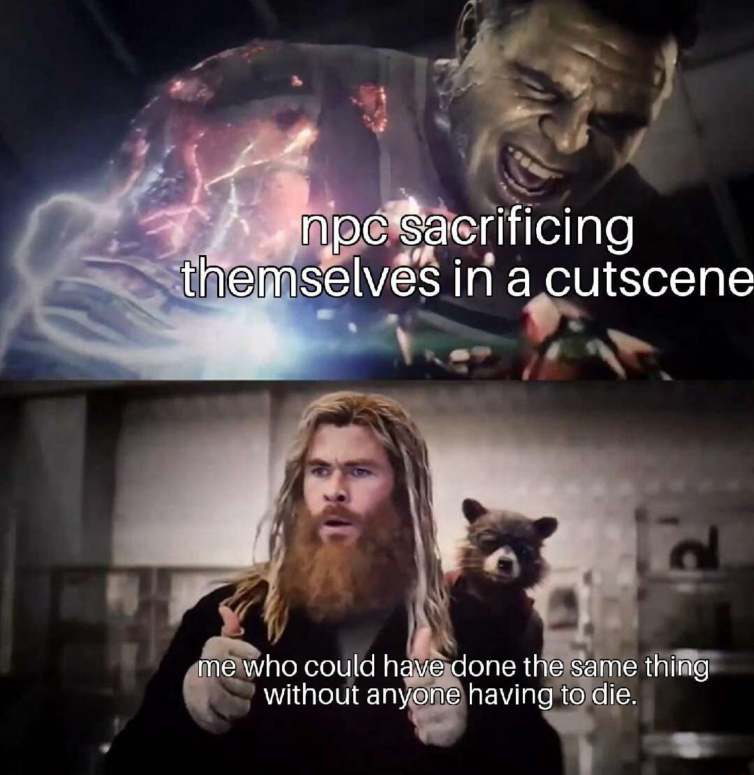 Hulk thor thumbs up meme npc sacrifice no death needed Hulk thor thumbs up meme npc sacrifice no death needed