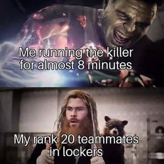 Hulk thor thumbs up meme running killer teammates hide in lockers Hulk thor thumbs up meme running killer teammates hide in lockers