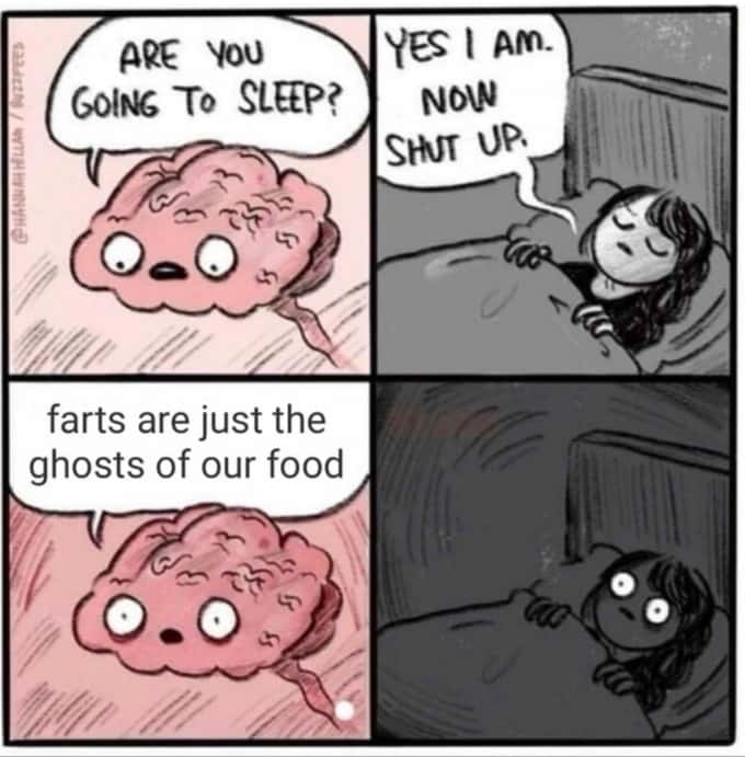 Insomnia brain can't sleep meme midnight weird random thoughts