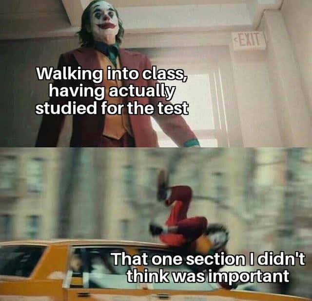 Joker gets hit by a car meme hit by unstudied test section