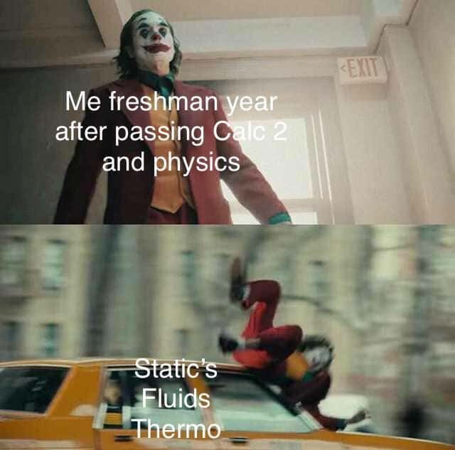 Joker gets hit by a car meme after passing calc 2 hit by thermo
