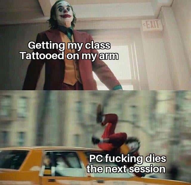 Joker hit by car meme pc dies next session