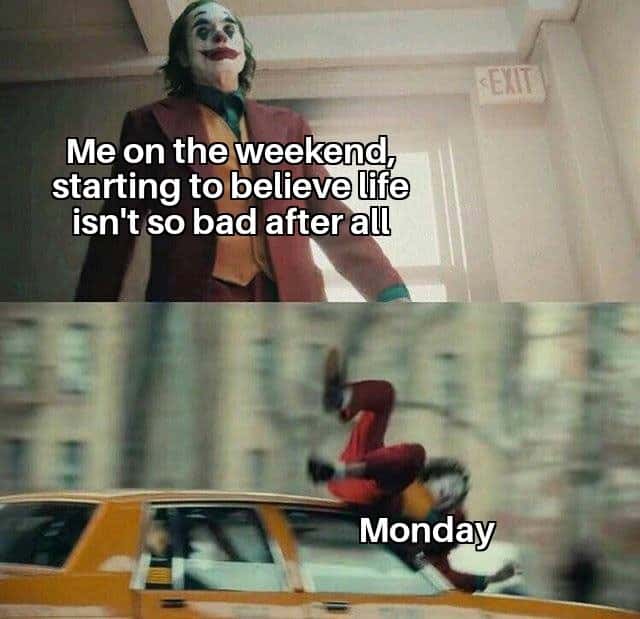 Joker gets hit by a car meme hit by monday
