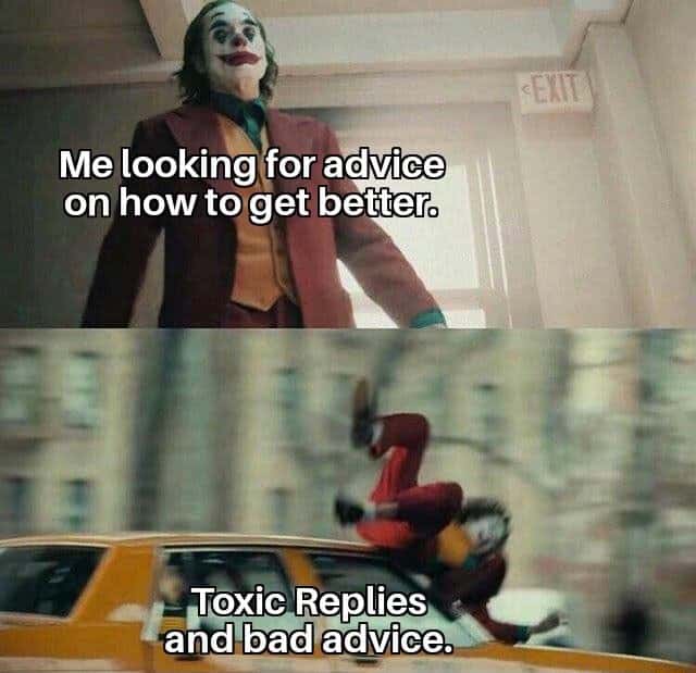 Joker gets hit by a car meme looking for advice hit by bad replies